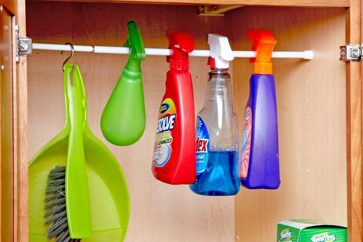 Hang Spray Bottles Under the Sink