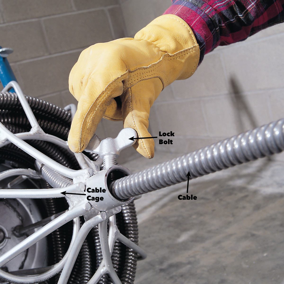 Operating a drain-cleaning machine
