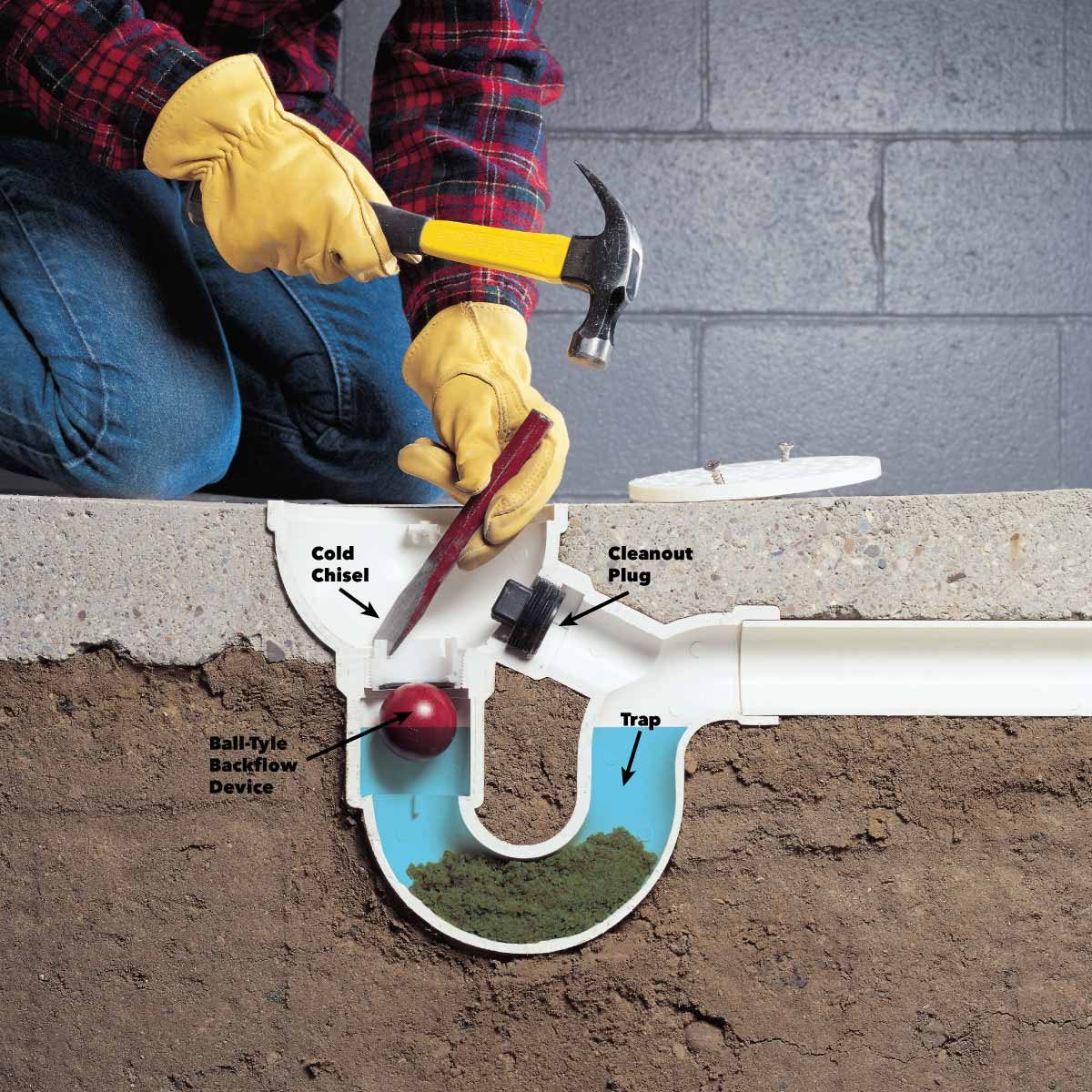 Clear a floor drain trap