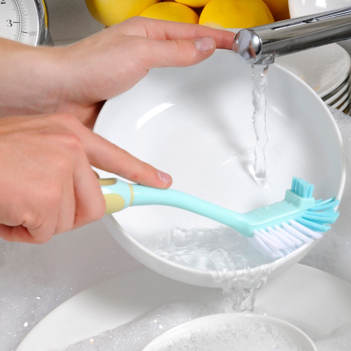 dish scrubber and soap