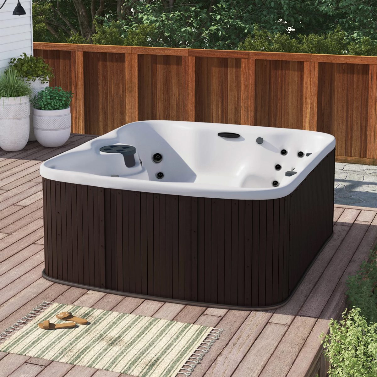 Lifesmart Spas 5 Person 23 Jet Rectangular Plug And Play Hot Tub With Ozonator In Espresso Ecomm Wayfair.com