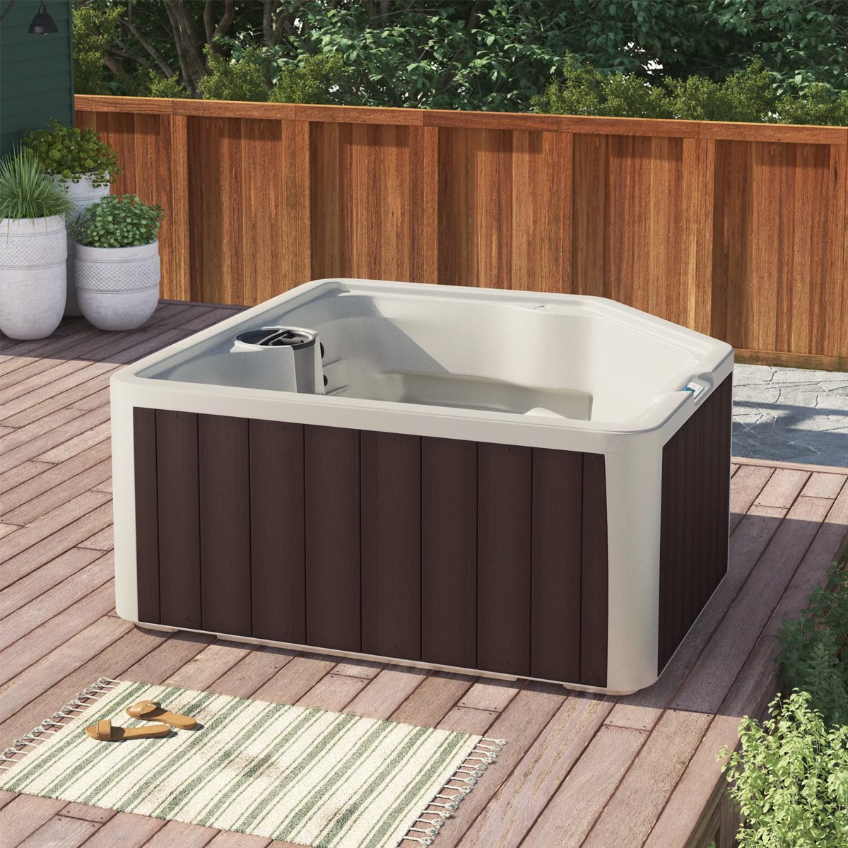 Lifesmart Spas Sereno 4 Person Jet Plug And Play Hot Tub With Ozonator Ecomm Wayfair.com