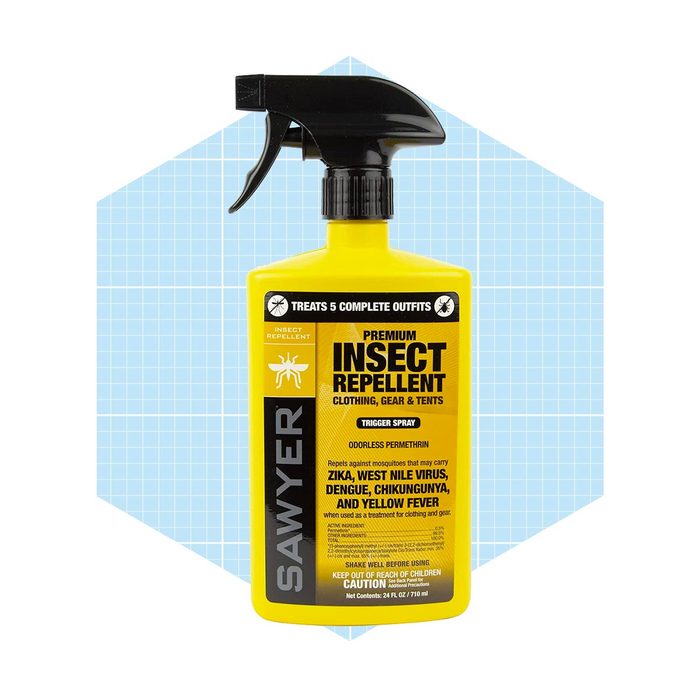 A yellow spray bottle labeled 