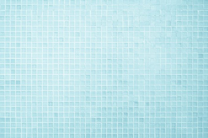 White or Blue ceramic wall and floor tiles abstract background. Design geometric mosaic texture for the decoration of the bedroom. Simple seamless pattern for backdrop advertising banner poster or web