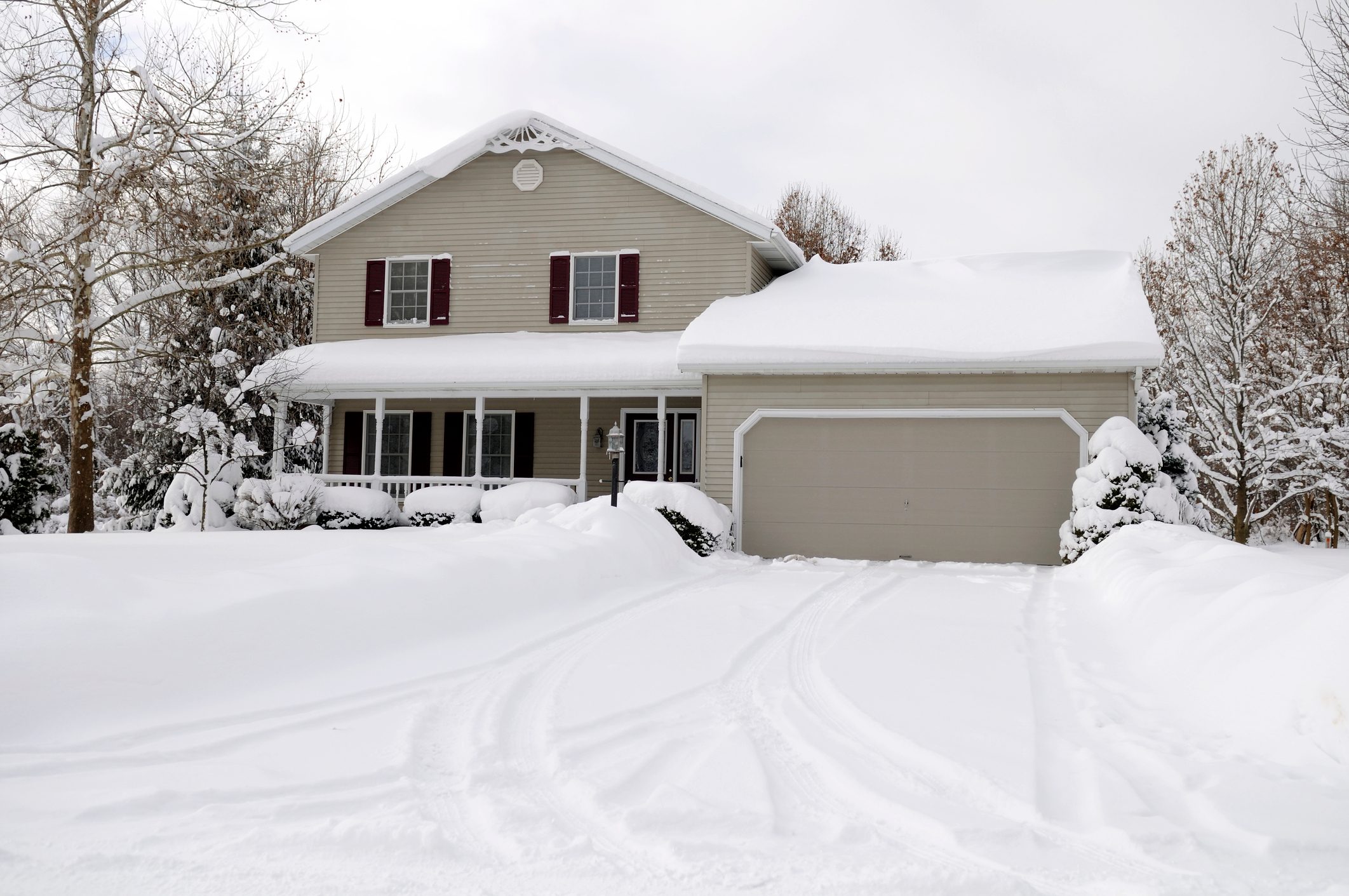 Typical American home in wintertime.