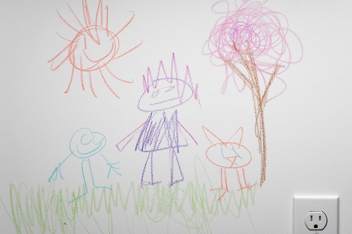 Child's drawing on wall